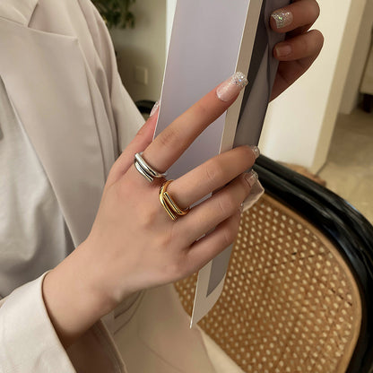 Creative versatile metal texture ring, retro hip-hop internet celebrity accessory, exquisite open mouth girl ring